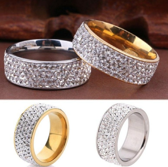 Iced Out Custom Unisex 8mm Band Rings - Picture 2 of 6